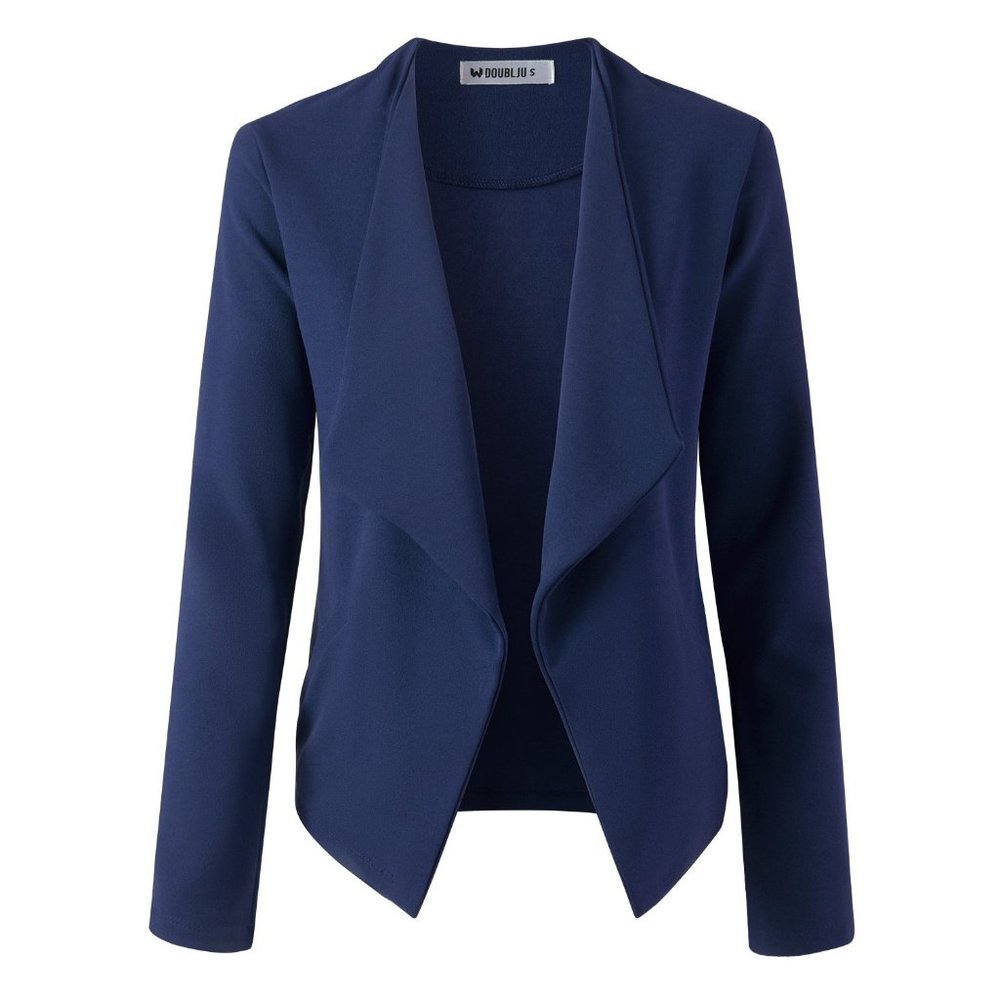 Basic Casual Navy Open Front Blazer Cardigan